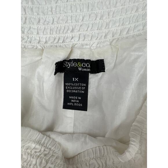 Women’s Style & Co Size 1X White Maxi Skirt with Neon Pink Embroidery. - Picture 3 of 4